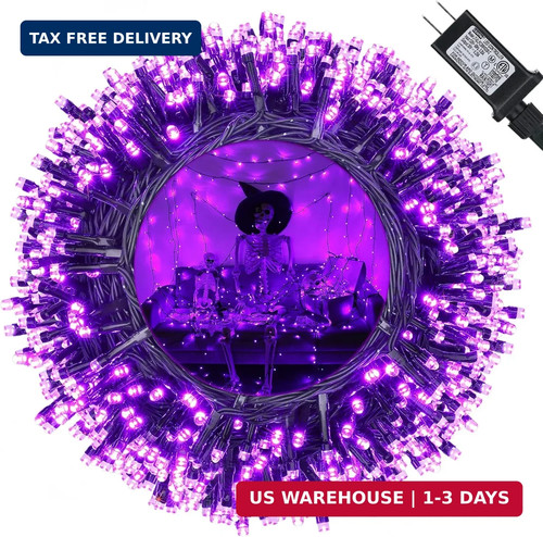 Purple halloween lights 114ft - halloween,