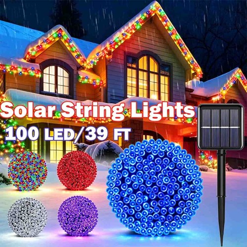 100 led solar string lights - led,